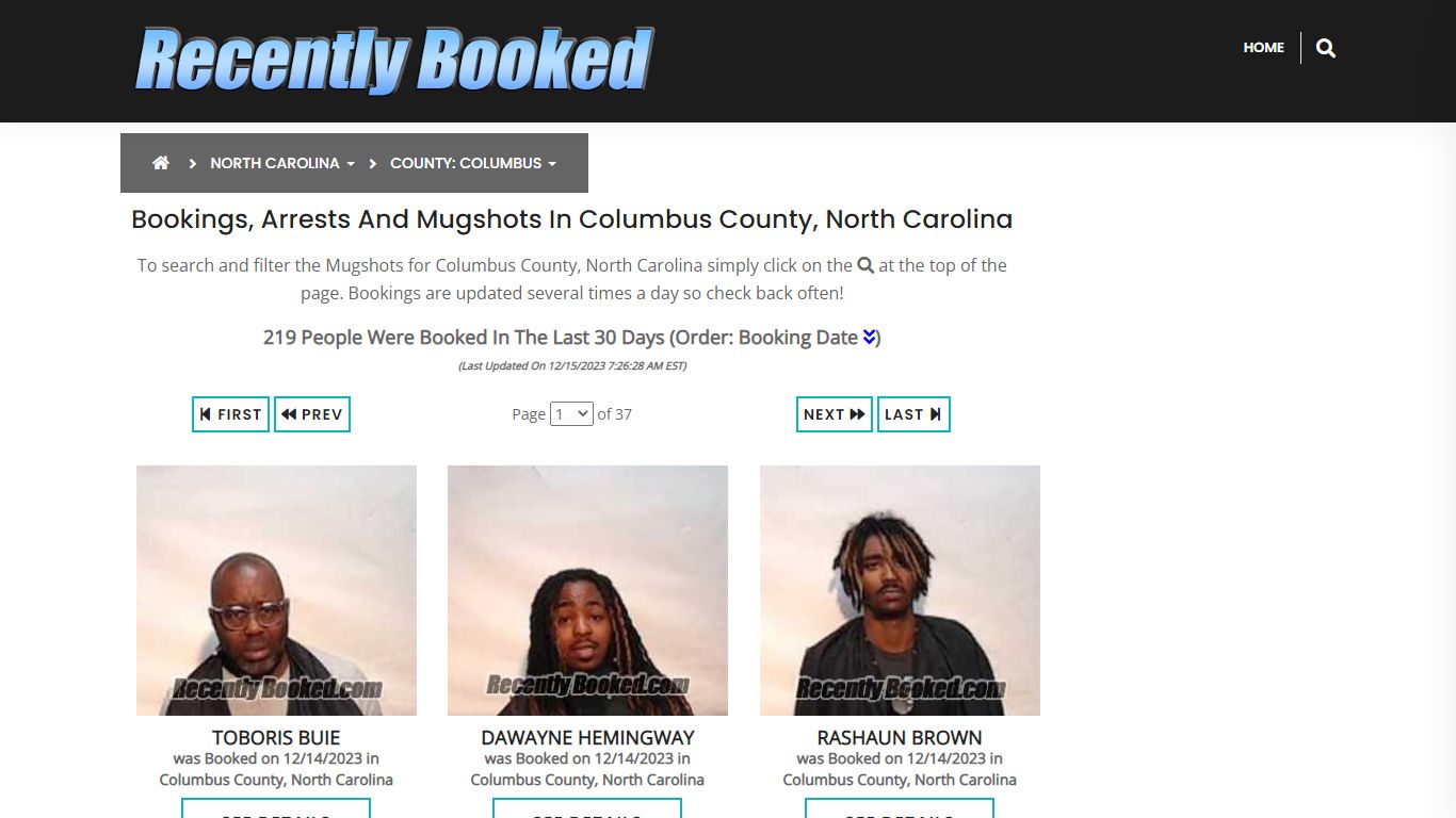 Bookings, Arrests and Mugshots in Columbus County, North Carolina
